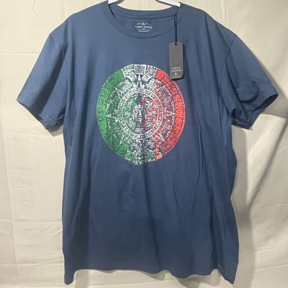 Cody James Blue Tri-Color Aztec Sun Stone Graphic Tee Mens Size XLarge
